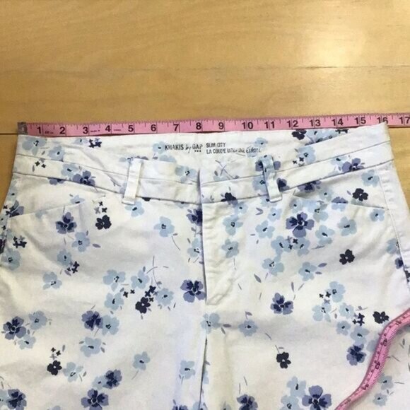 GAP Khakis crop ankle pants slim city white and blue liberty floral chino Pixi 8 - Picture 9 of 14